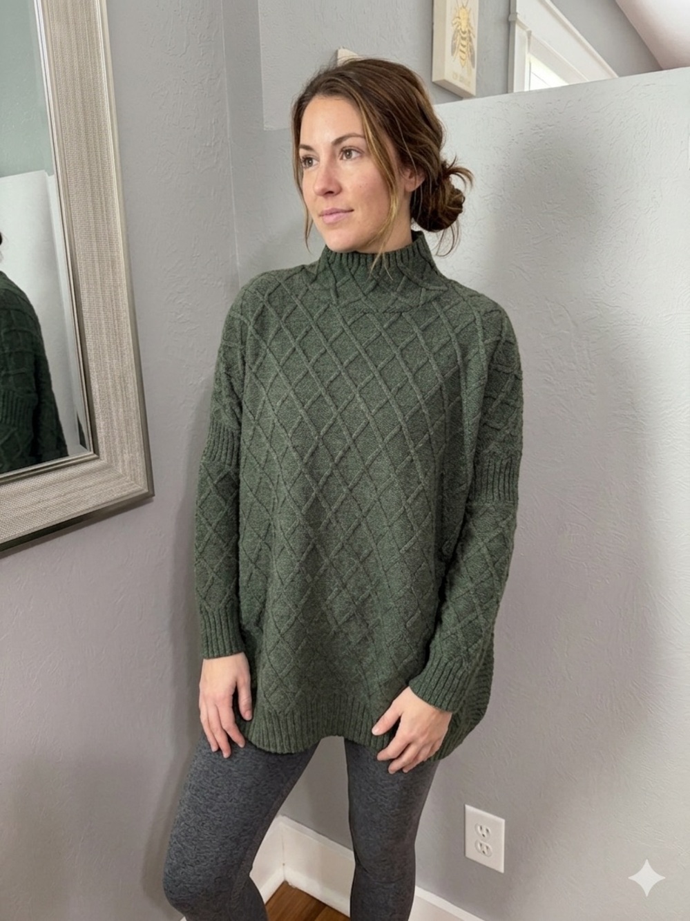 Mersea Lisbon Traveler lattice knit soft draped side split relaxed sweater OSFA